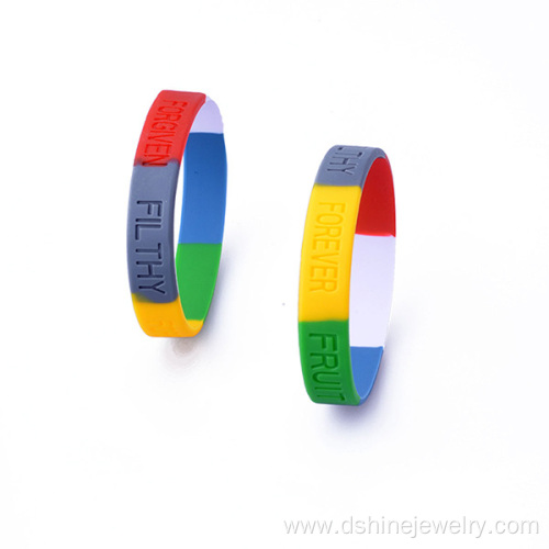 Multi Colors Silicone Bangle Words Engraved Wristband